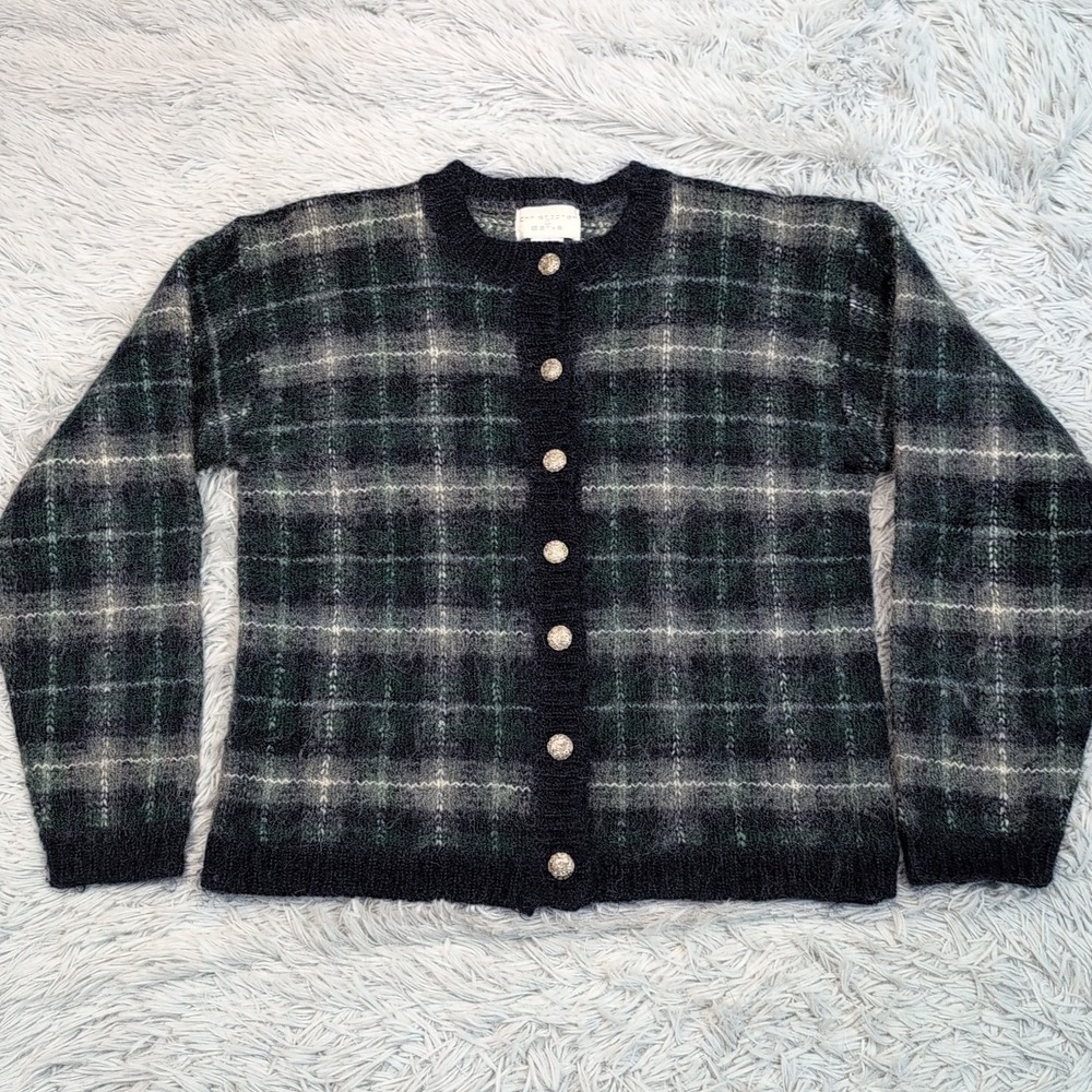 Vintage Christopher & Banks Sweater Womens S Blue Cardigan Wool Blend Button Up